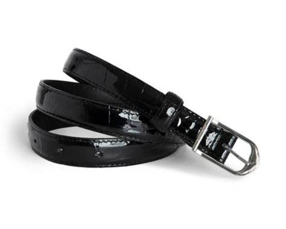 Zadig & Voltaire Rise 20mm Embossed Croco Belt Black Large NWT Quiet Luxury Thin